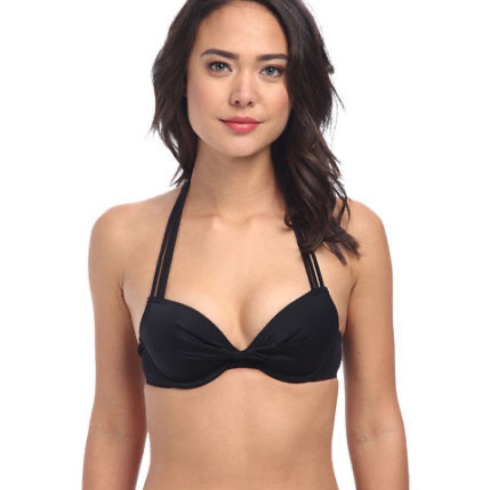 NEW $39 CHRISTIN MICHAELS 34 B BLACK SWIM UNDERWIRE TOP - Picture 1 of 7